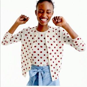 J Crew Jackie Cardigan Sweater Set Red 
